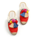 Women's Slippers Espadrilles Fluffy Ball Mule Slides Shoes Outside Spring women sandals