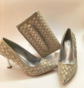 Latest Elegant High Heels Women's Pumps with Matching Bag Italian Design 9cm Shoes for Wedding Party