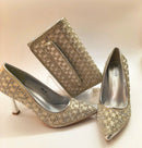 Latest Elegant High Heels Women's Pumps with Matching Bag Italian Design 9cm Shoes for Wedding Party