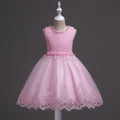 Pink lace dress on a mannequin against a dark background, Obroi