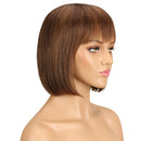 Mannequin head with a brown bob wig on a white background, Obroi