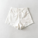 Denim Shorts Women Tassel Raw Edge Distress Jean Shorts Casual High Waist Pocket Shorts