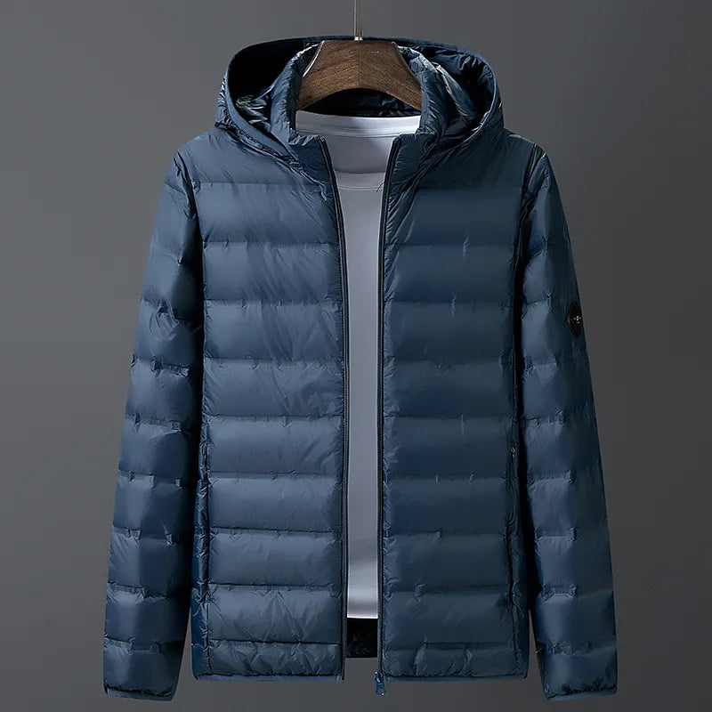 Autumn winter brand hat detachable loose down jacket classic men lightweight warm down coat