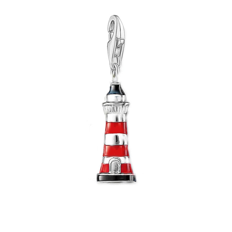 925 Sterling Silver Enamel Lighthouse Charms European Bead Gift DIY Accessories Jewelry