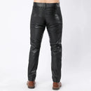 Leather Men Slim Pencil Pants Male Motorcycle Pants Style Trousers