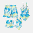 Family Matching Tie Dye Cut Out One-piece Swimsuit and Swim Trunks