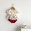 Baby Girl Summer Outfit Set Girls Summer Hollow Lace Top+baggy Pants Two-piece Set