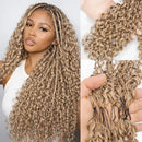 Deep Wave Feather Crochet Hair Extensions Honey Blonde Colored Knotless Curly Human Hair Pre Separated For Twist Braiding