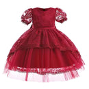 White Girl Princess Dress Flower Girl Wedding Dress Fluffy Embroidered Lace Carnival Dress Old Children's Clothing