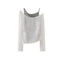 Vest Ripped Irregular Hem Knitted Women Pure Niche Versatile Top Autumn