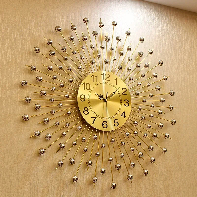 Wall Clock Metal Living Room Creative Modern Gold Silent Nordic Luxury Home Loft Mural Wall Decor