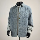 Stitch Jeans Coat Men Casual Padded Cotton Denim Parkas Jacket Outerwear