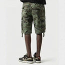 Camouflage cargo shorts worn by a person on a white background, Obroi
