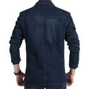 Denim Blazer Lapel Denim Jacket Pure Pockets Denim Blazer