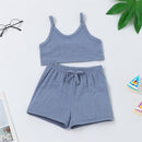 Summer Baby Girls Cotton Top Tees Shorts House Wear Clothes Sets Toddler Kids Mini T-Shirts Sleeper Suit Home Clothes