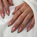 24Pcs Mid-length Almond Press on Nails with Love Heart Line Design False Nails Reusable Full Cover Nails Tips