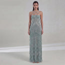Light Green and Sliver Prom Dresses Halter Neck Gala Dresses Glitter Sequin Evening Party
