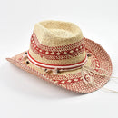 Natural Straw Hats for Women Ethnic Western Cowboy Hat Summer Holidays Beach Sun Hat