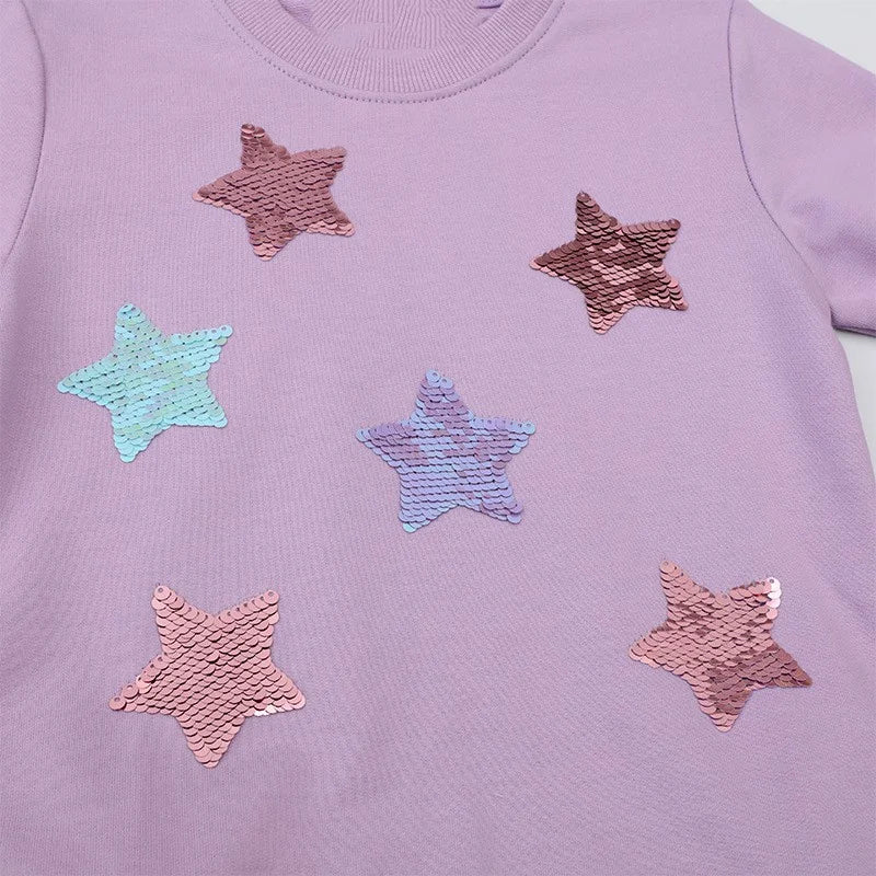 Stars Beading Princess Girls Dresses For Autumn Spring Long Sleeve Party Girls Clothing Cute Baby Frocks