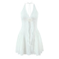 White dress with floral details on a white background, Obroi