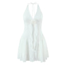 White dress with floral details on a white background, Obroi