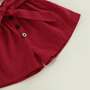 Baby Girls Outfits Sets Summer Fashion Solid Boat Neck Flounced Tops Shorts Headband