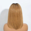 Highlight Brown Straight Bob Wig Human Hair Short Straight Bob Natural Look