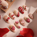 Nail art designs with strawberries and cherries on a neutral background, Obroi