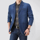Men's Denim Blazer Male Jean Suit Jacket Coat Denim Outwear
