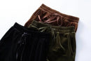 Autumn Winter Harem Pants For Women Slender Elastic Waist Solid Velvet Carrot Casual Trousers