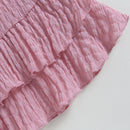 Summer Kid Girls Clothes Off Shoulder Short Sleeve Strap Tops Ruffle Skirt Set Pink Clothes