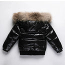 Winter Kids Boys Parka Down Jackets Waterproof Shiny Real Fur Thicken Warm Boys Outerwear Coat Outfit