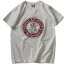 Summer American Retro Short-sleeved O-neck Rabbit T-shirt Men's Simple Washed Casual Sport Tops