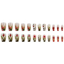 24pcs Spring Flowers False Nails Wearable Detachabe Square Press on Nails for Girls