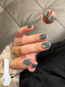 Winter Nails Blue Black Red Glass Bead Crystal Cat Eye Gel Nail Polish Sparkling Nail