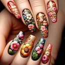 24pcs/set Medium long nails square ballet tips flowers butterfly for spring summer press on false nail