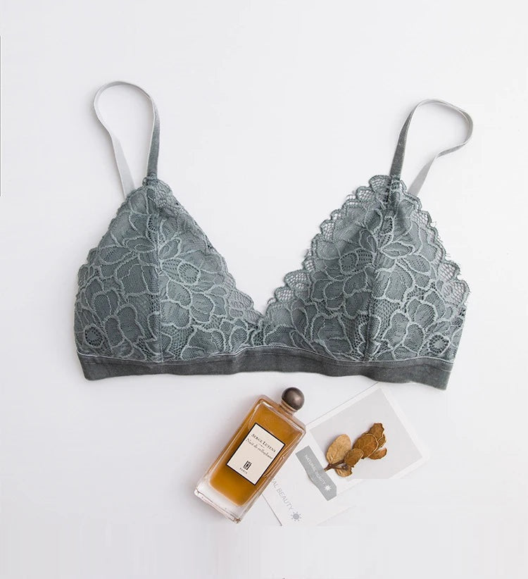 Bra Natural Silk Fine Shoulder Strap Triangle Cup Steel Ring Free for Women