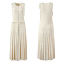 Pearl Edge Knitted Cardigan Slim Fit Sleeveless Dress Two-piece Set Autumn/winter