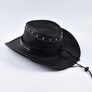 Vintage Leather Cowboy Hat Western Roll Brim Hat for Men