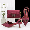 Slingback Shoes With Long Chain Shoulder Strap Bag Set Commuting Shoes & Bag