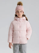 Little Girls Puffer Winter Jacket Toddler Girls Faux-Down Fleece Lined Mid-Weight Cute Water-Resistant Coat