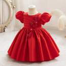 Baby Girl Princess Dress Infant Toddler Vintage Satin Party Birthday Frocks Baby Gowns