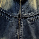 Retro stand up collar denim vest men's zipper slim fit jacket denim vest mens vest men jacket