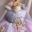 Flower Girls Dress Princess Wedding Party Gowns Dress Sky Blue Lolita Girl Fluffy Special Girl Beauty Pageant Dress