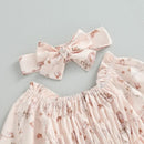 Baby Girl Fall Bodysuit Outfits Long Sleeve Floral Jumpsuit Dress with Headband Set