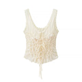 Cream-colored lace-up tank top on a white background, Obroi
