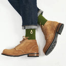 Men Brown Short Tube Boots Lace-Up Round Toe Genuine Leather Boot