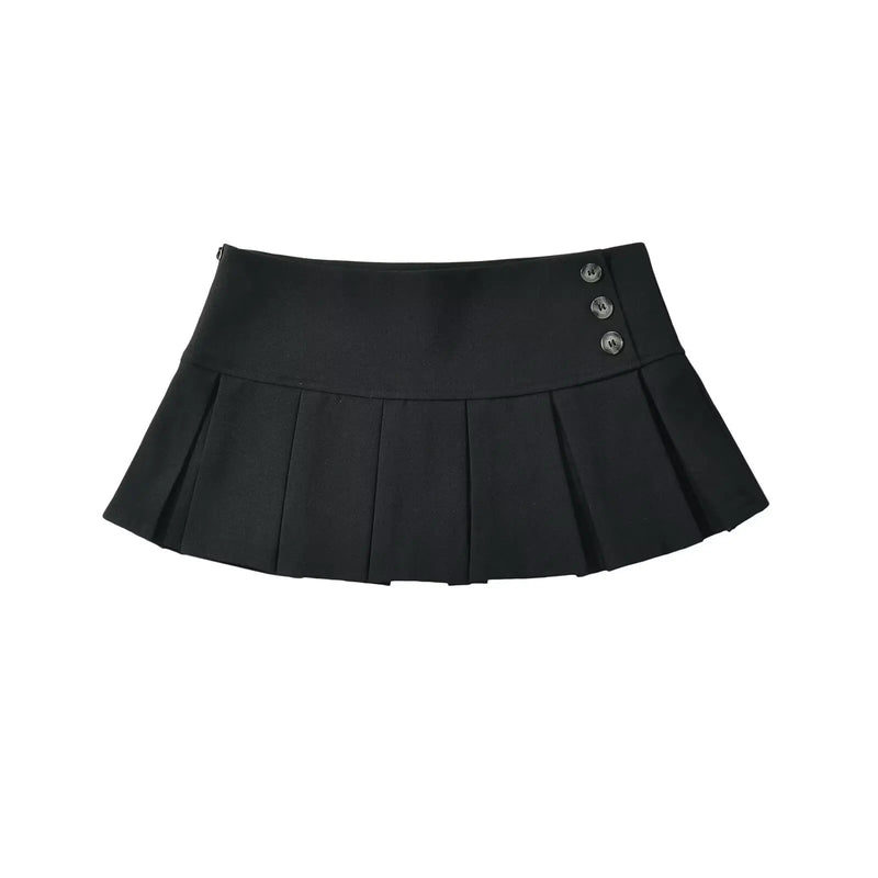 Retro Pleated Mini Skirt Women Summer Skirts