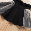 Summer Children Off Shoulder Short Sleeve Lace Patchwork Dress For Little Kids Baby Girls