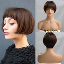Short Pixie Cut Wig Straight Human Hair Wigs for Women Dark Brown Wigs